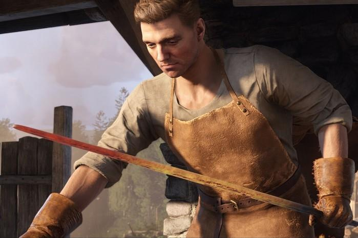 kingdom-come-deliverance-2-release-date Kingdom Come Deliverance 2 blacksmith golding a sword stained with blood